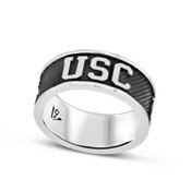 USC Trojans Oxidized Sterling Silver Waved Texture Ring